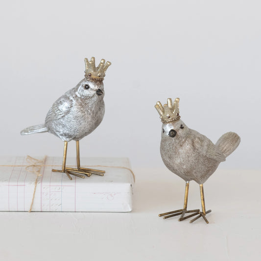 Resin Bird with Crown Figurine - Figura de Ave