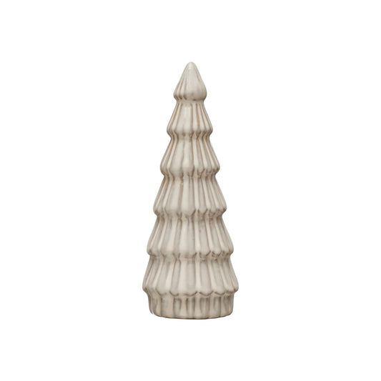 Árbol de cerámica de 2-3/4" de diámetro x 7" de alto, esmaltado reactivo, blanco