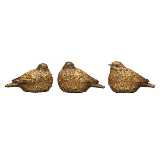 Resin Bird, Distressed Gold Finish - Ave