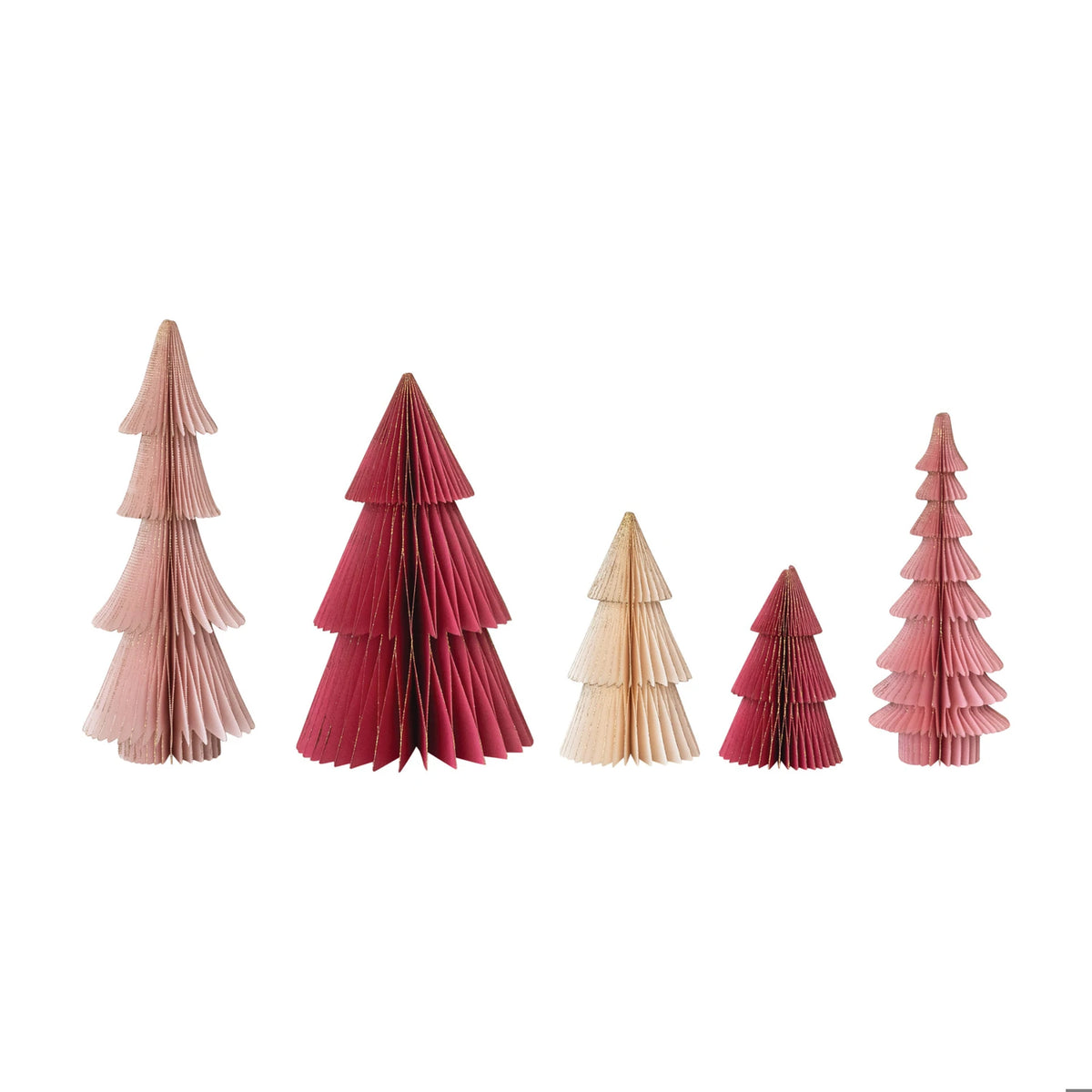 Handmade Trees with Gold Glitter Edges - Árboles Navideños