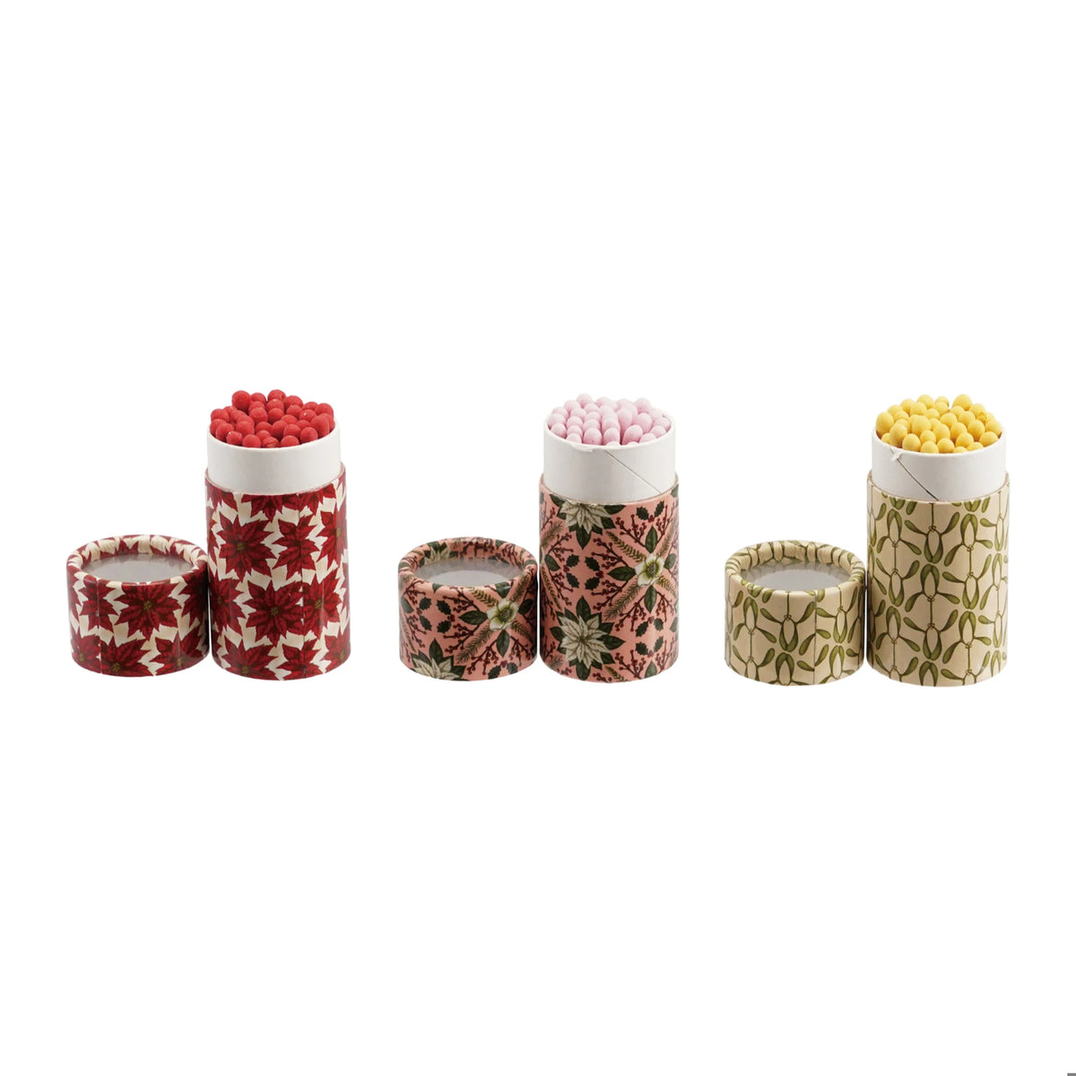 Safety Matches in Tube Matchbox with Seasonal Botanical Pattern - Fósforos/Cerillas