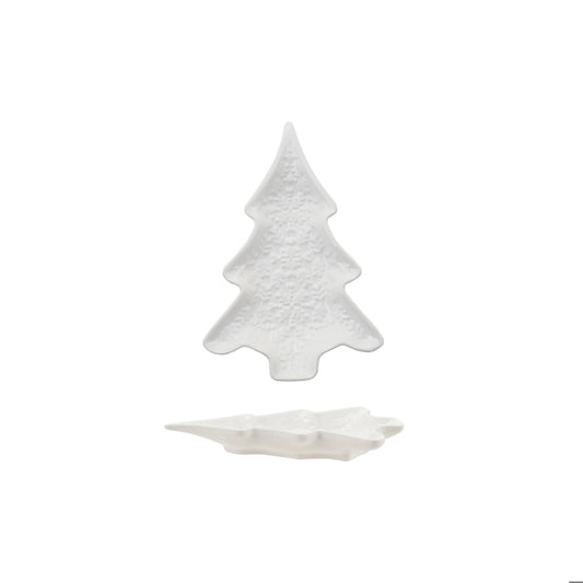 Ceramic Tree Shaped Dish, White - Plato en forma de Árbol