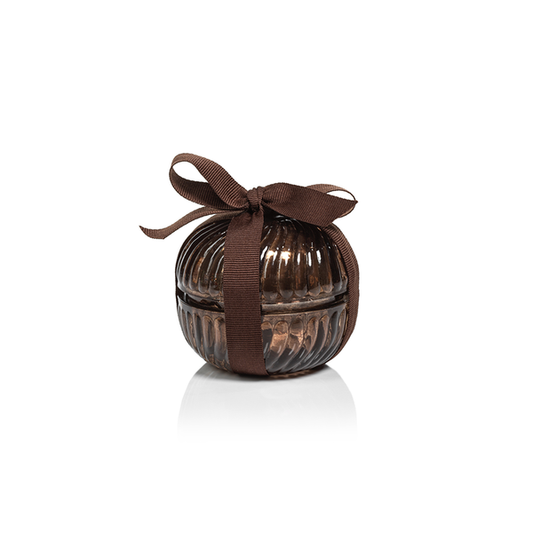 Brown Fluted Round Glass Candle Jar - Small