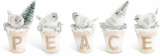 PEACE Brillante De Resina De 3 Pulgadas Con Pájaros - k&k interiors