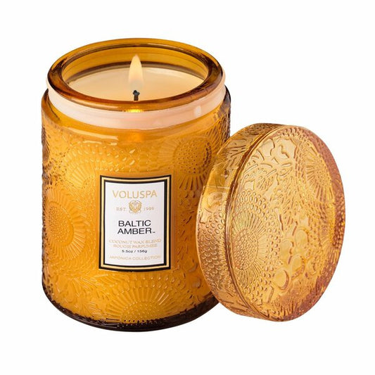Baltic Amber Embossed Glass Jar Candle 5.5oz