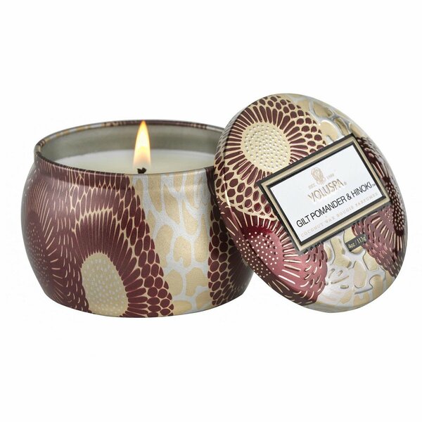 Gilt Pomander & Hinoki Mini Tin Candle