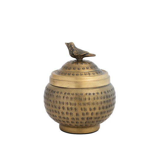 Cofre de Metal con Pajaro Decorativo - Creative Co-Op