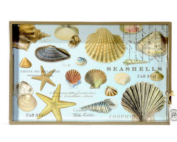 Seashell Vanity Decoupage Wooden Tray