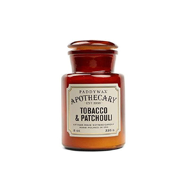 Apothecary Glass Candle Tobacco & Patchouli 8 oz