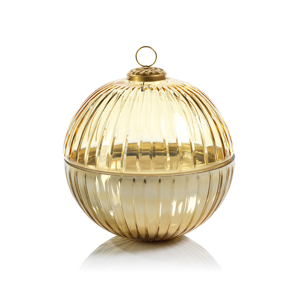 Gold Etched Glass Ball Candle - Large