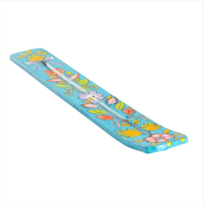 Porta Incienso turquesa Pintado a Mano