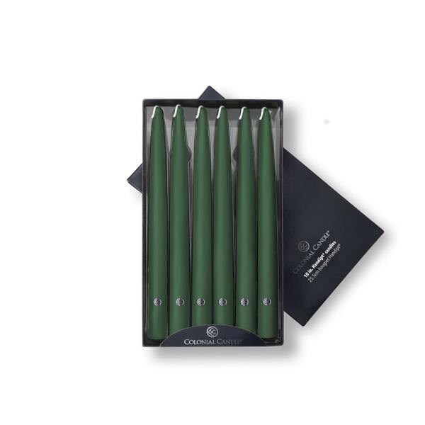''10 Handipt Colonial Candle Taper, Unscented, Evergreen