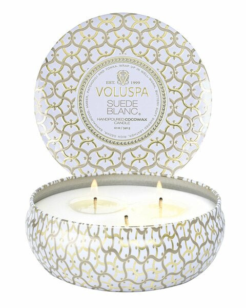 Suede Blanc 3 Wick Tin Candle