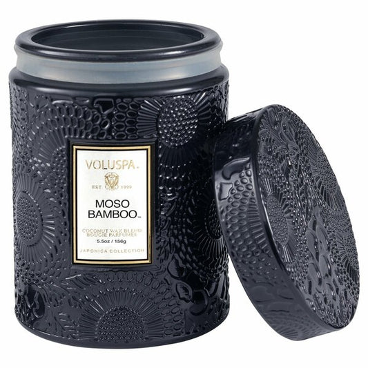 Moso Bamboo Embossed Glass Jar 5.5oz