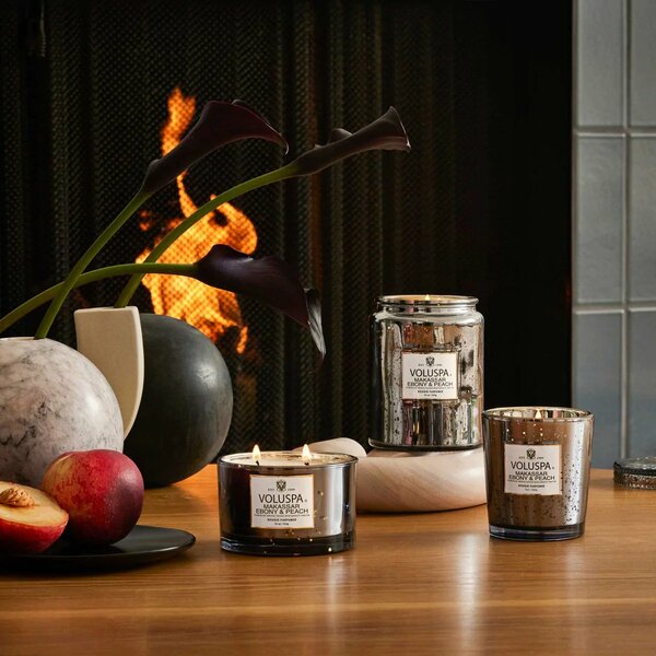 Makassar Ebony & Peach Large Jar Candle 18 Oz