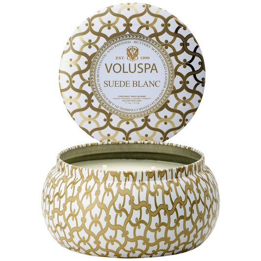 Suede Blanc 2 Wick Maison Tin Candle