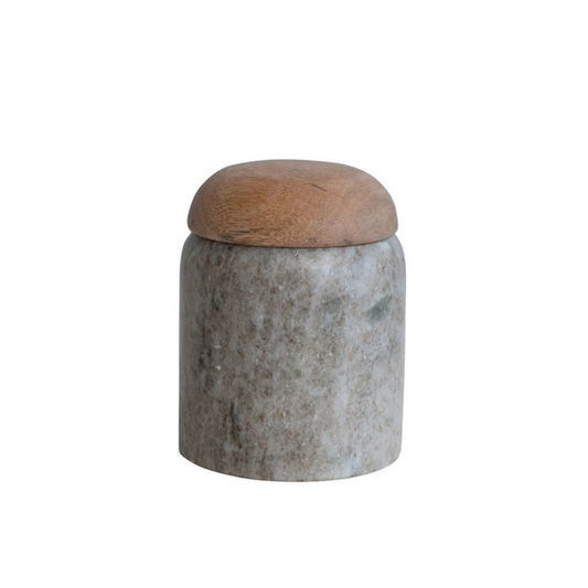 Cofre de mármol con tapa de madera de mango - Creative Co-Op