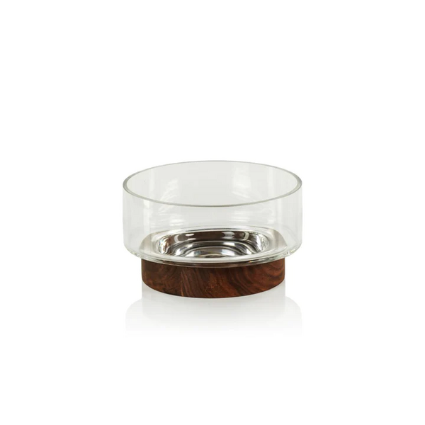 Elegante Bowl de Cristal y Madera - West Indies