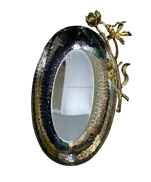 Bandeja Floral Redonda con Flor Dorada - ihi