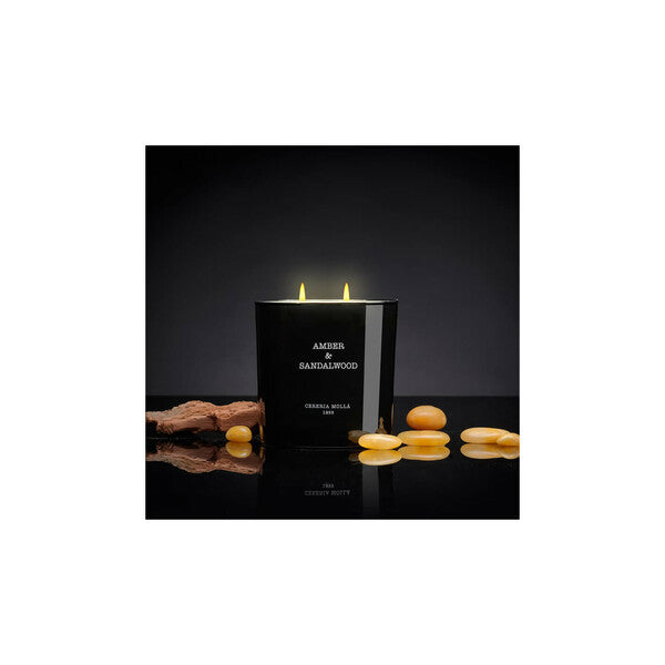 Amber & Sandalwood Black 2 mechas  XL Candle