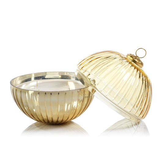 Gold Etched Glass Ball Candle - Large