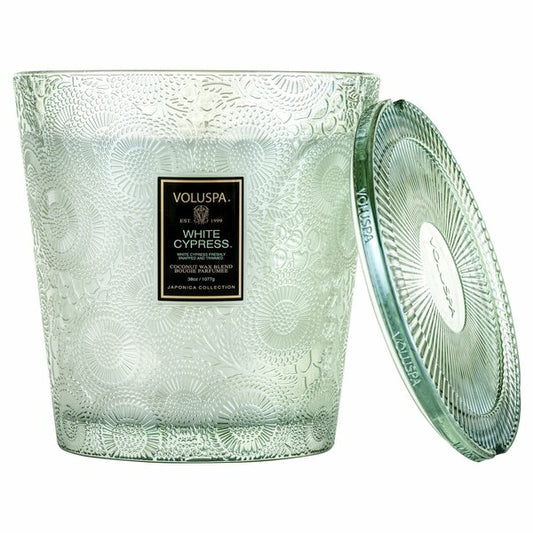 White Cypress 3 Wick Hearth Candle