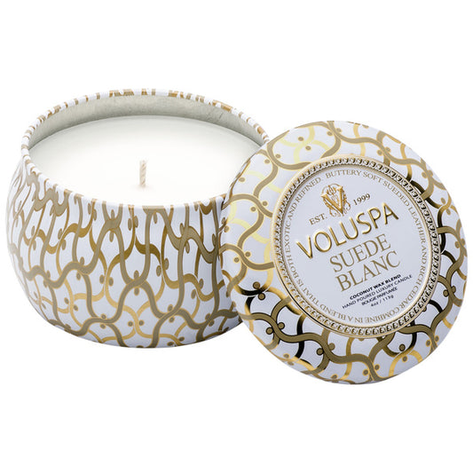 Suede Blanc Petite Tin Candle