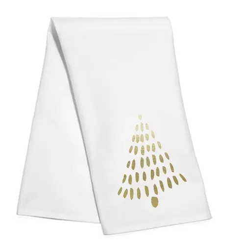 Toalla blanca con bordado navideño dorado