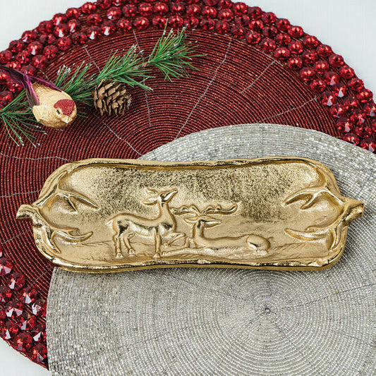 Bandeja Rectangular Dorada Ciervo - India Handicrafts Inc