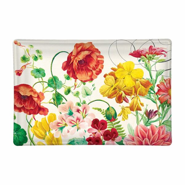 Poppies and Rosies Rectangular Glass Soap Dish