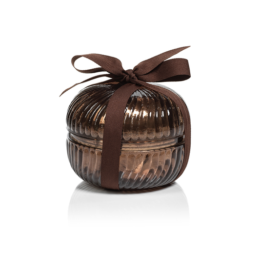 Brown Fluted Round Glass Candle Jar - Large