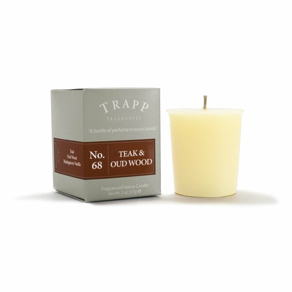 #68 Teak & Oud Wood 2 oz Votive Candle