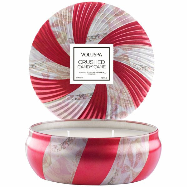 Crushed Candy Cane 3 Wick Tin Candle