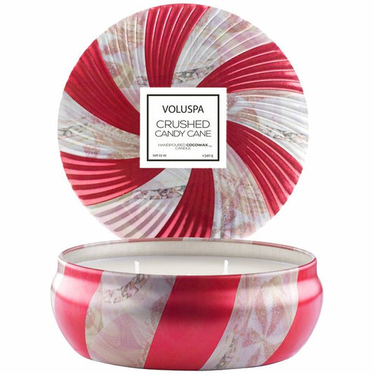 Crushed Candy Cane 3 Wick Tin Candle