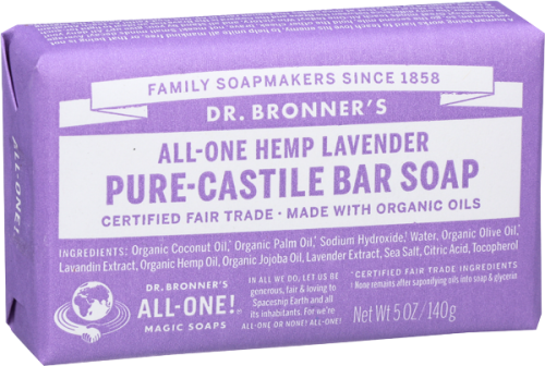 Dr. Bronners Hemp Lavender Pure Castile Bar Soap Bar 5 Oz