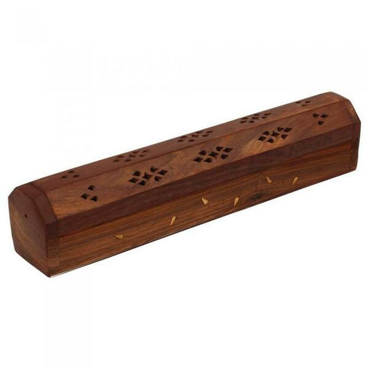 WOOD INCENSE BOX BURNER LEAVES